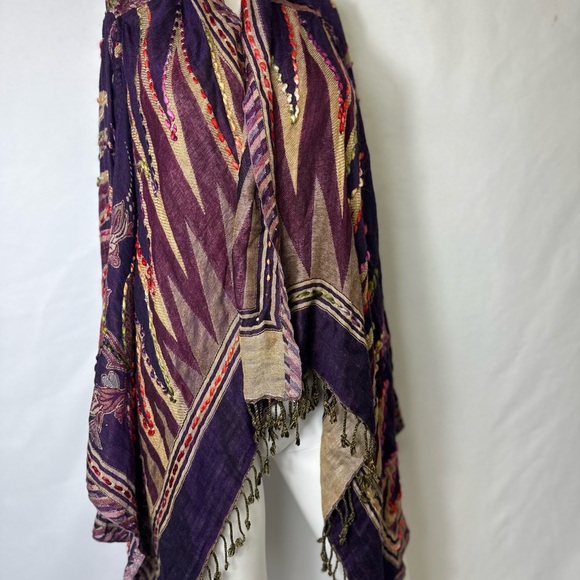 Vintage Time For Me Brand Size L/XL Open Front Cardigan 100% Rayon W Fringe - Picture 4 of 6